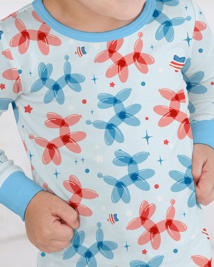 American Balloon Dog Party Bamboo Two Piece Long Sleeve Pajama Set