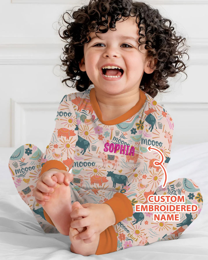 Zweiteiliges Langarm-Pyjama-Set mit Sommerfrüchten