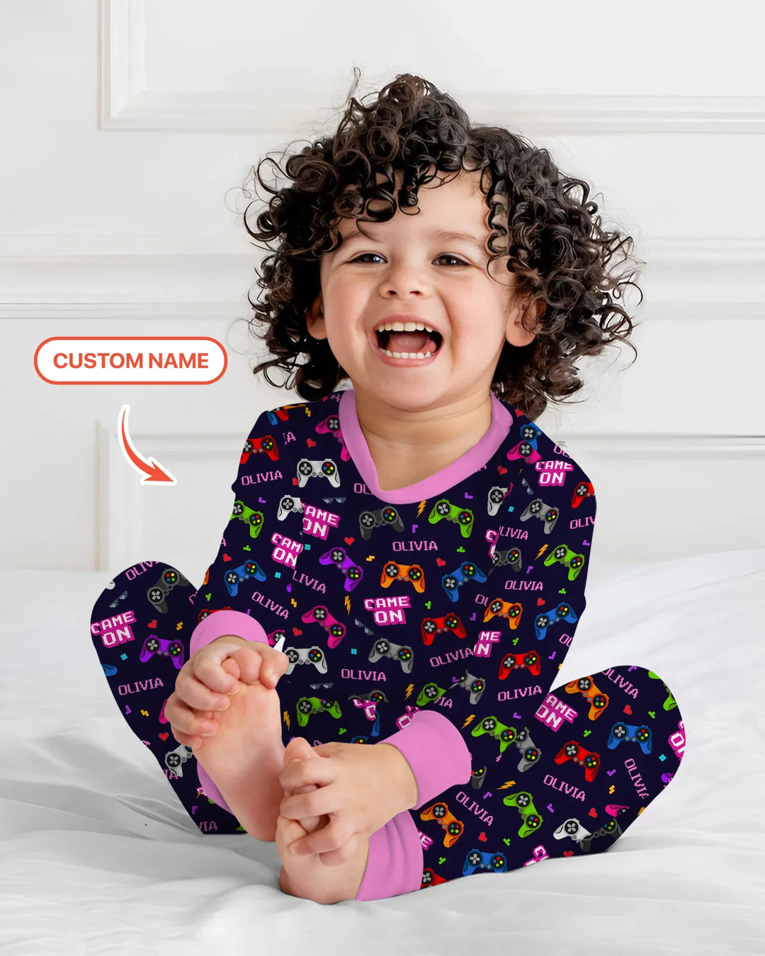 Custom Name Game On Family Matching Bamboo Two Piece Long Sleeve Pajama Set