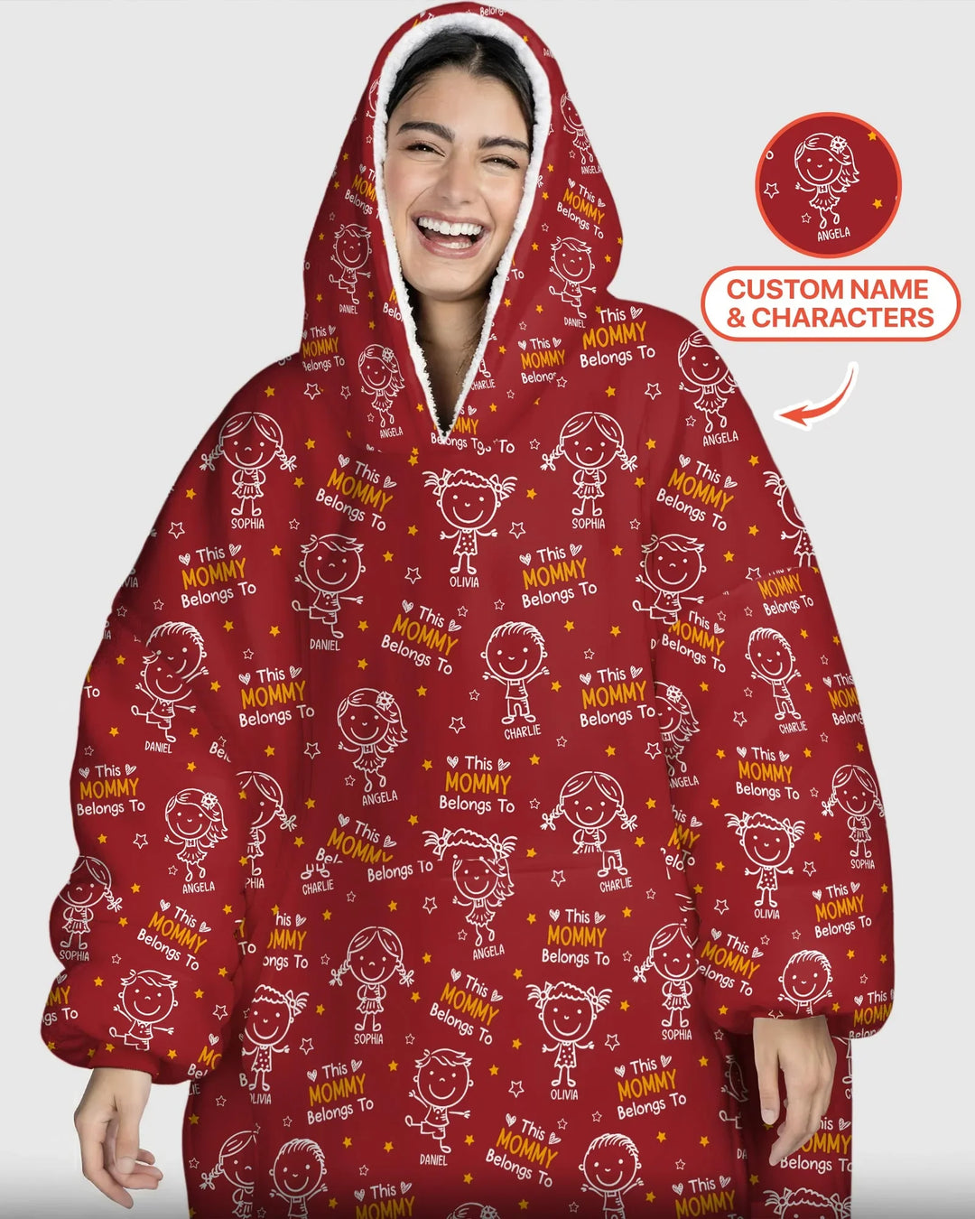 Custom Name "This Mommy Belongs To" Doodle Bamboo Blanket Hoodie