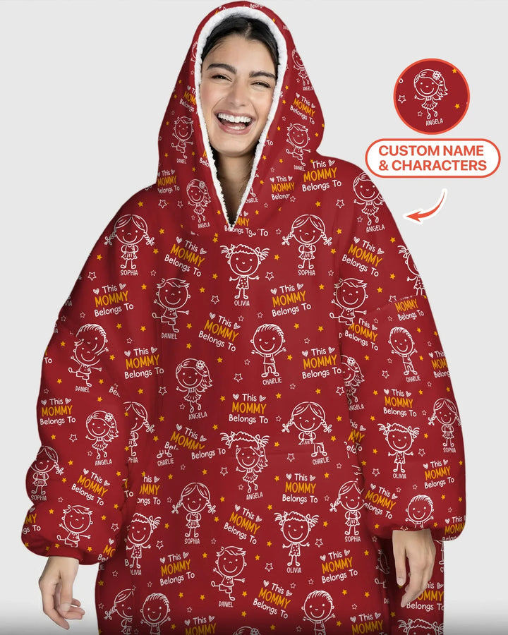 Custom Name "This Mommy Belongs To" Doodle Bamboo Blanket Hoodie