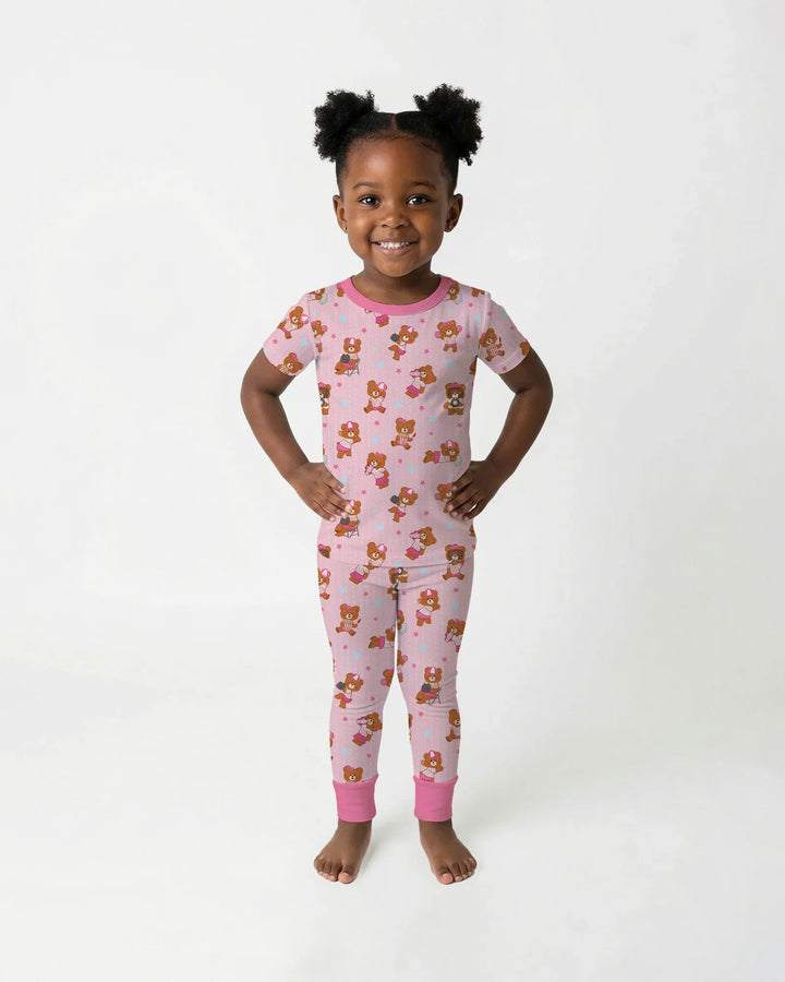 Born To Play Baseball Bamboo Two Piece Short Sleeve Pajama Set