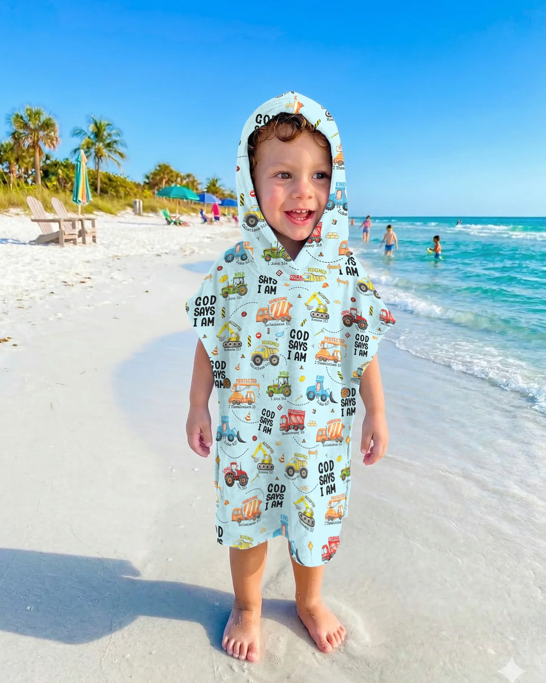 God Says I Am Boy Bamboo Swim Poncho