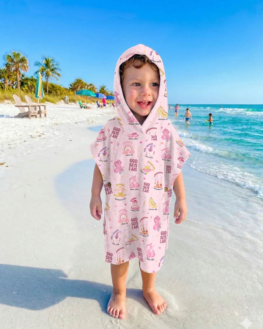 God Says I Am Girl Bamboo Swim Poncho