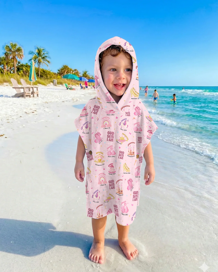 God Says I Am Girl Bamboo Swim Poncho