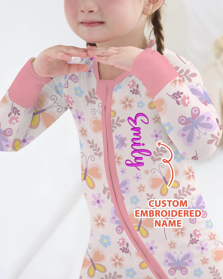 Custom Embroidered Name Butterfly Bamboo Convertible Zippy