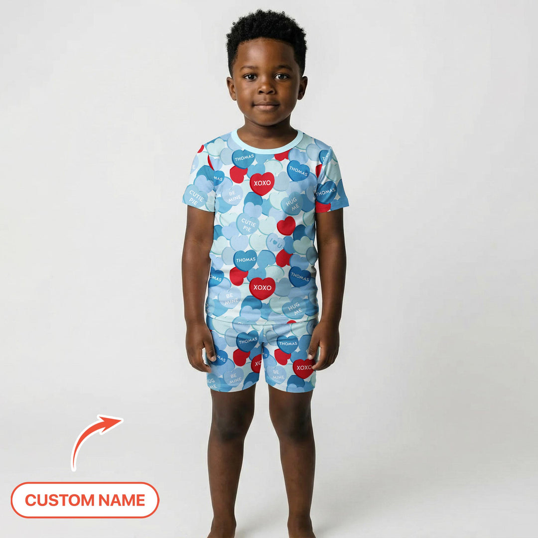 Valentine Candy Crush Family Matching Two Piece Short Sleeve Shorts Pajama Set