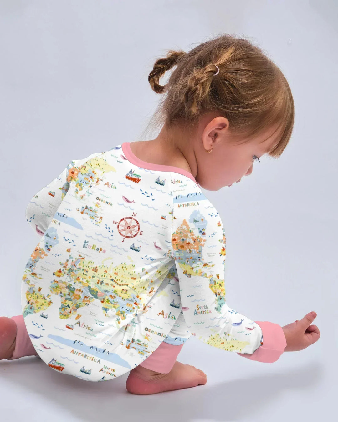 Whimsical World Map Family Matching Bamboo Convertible Zippy