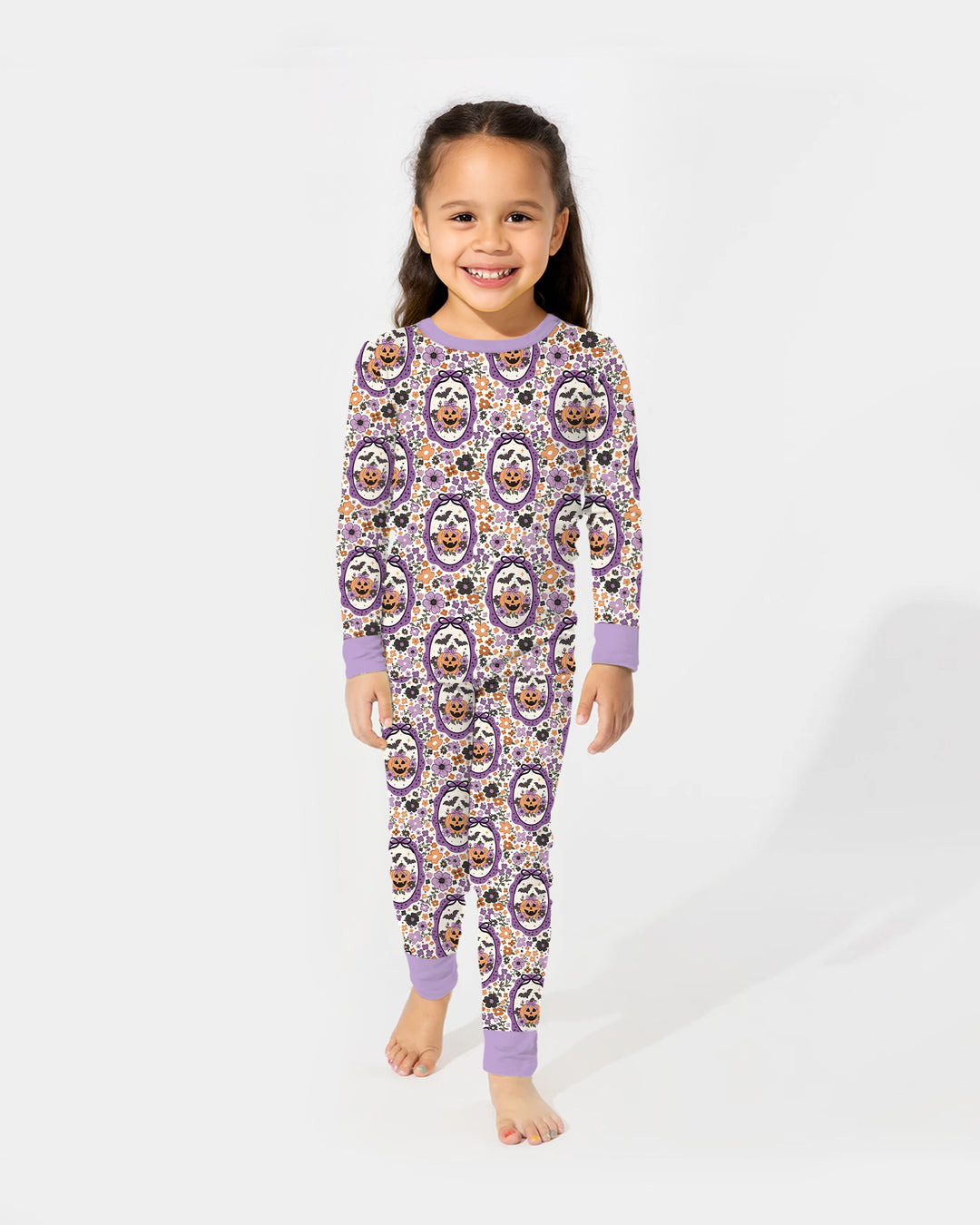 Pumpkin Cameo Garden Bamboo Two Piece Long Sleeve Pajama Set