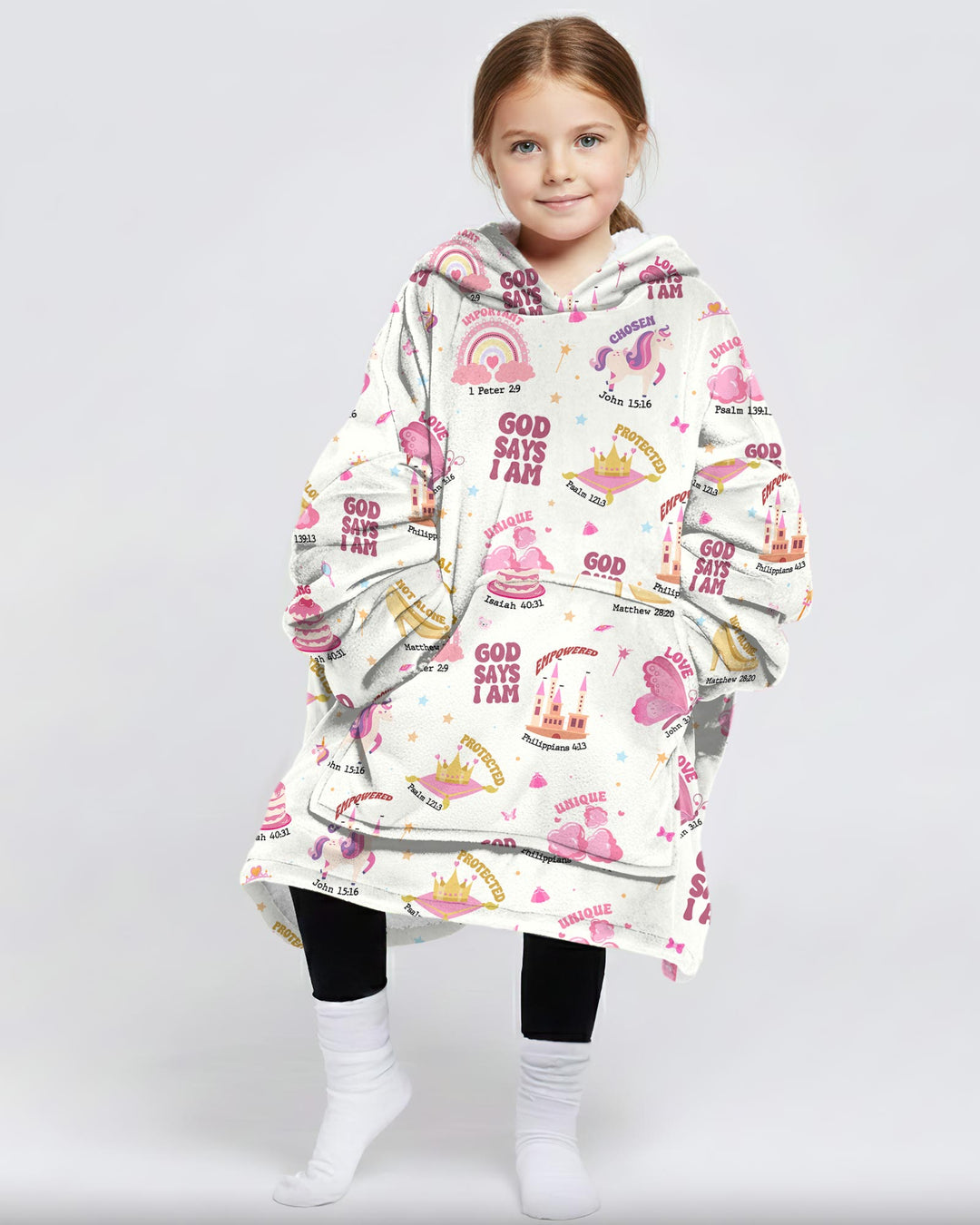 God Says I Am Girl Wearable Blanket Hoodie