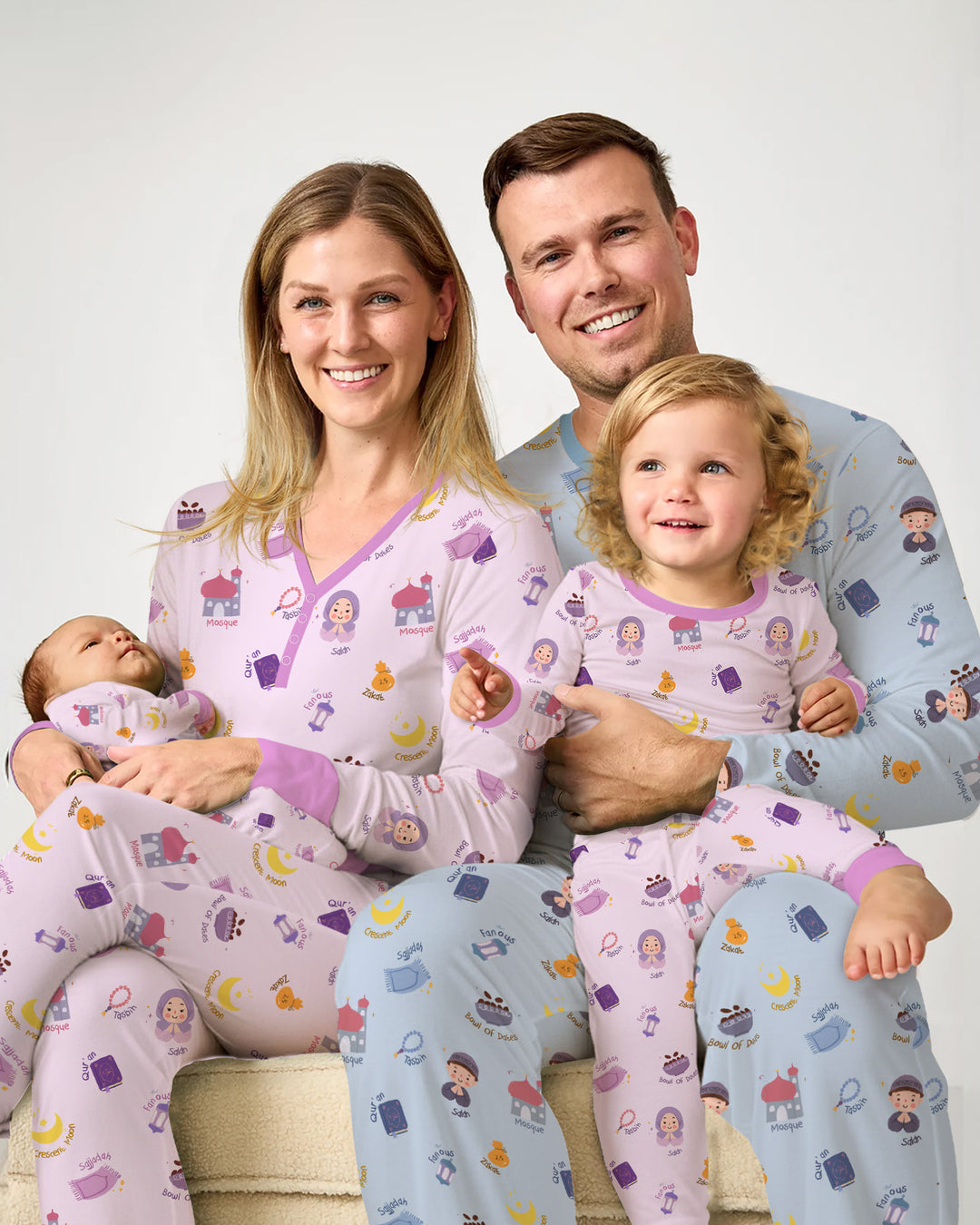 Cute Ramadhan Mubarak Two Piece Long Sleeve Pajama Set