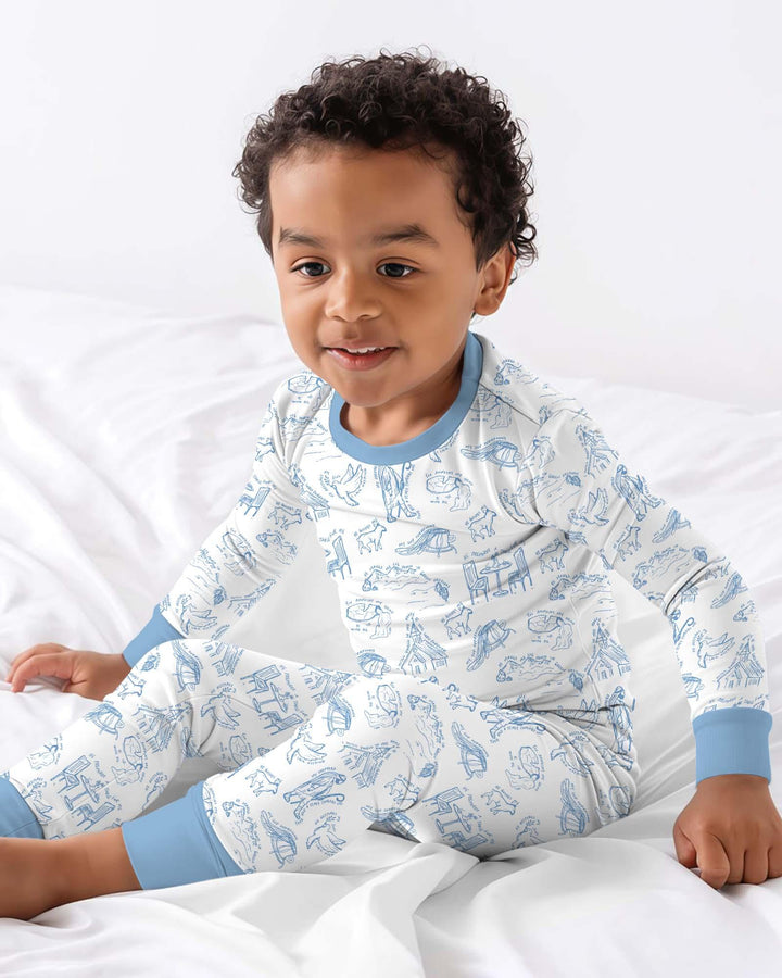 Zweiteiliges Langarm-Pyjama-Set mit Sommerfrüchten