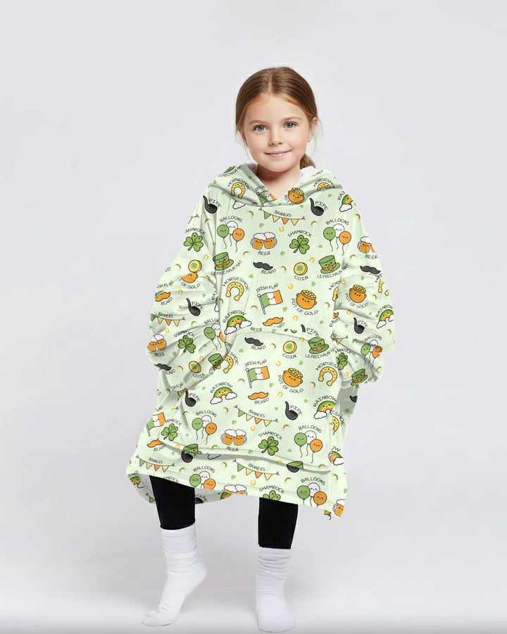 Kawaii St Patrick's Day Wearable Blanket Hoodie