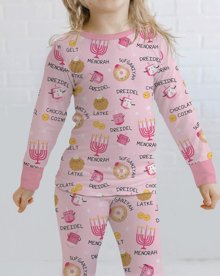 Family Hanukkah Matching Bamboo Two Piece Long Sleeve Pajama Set