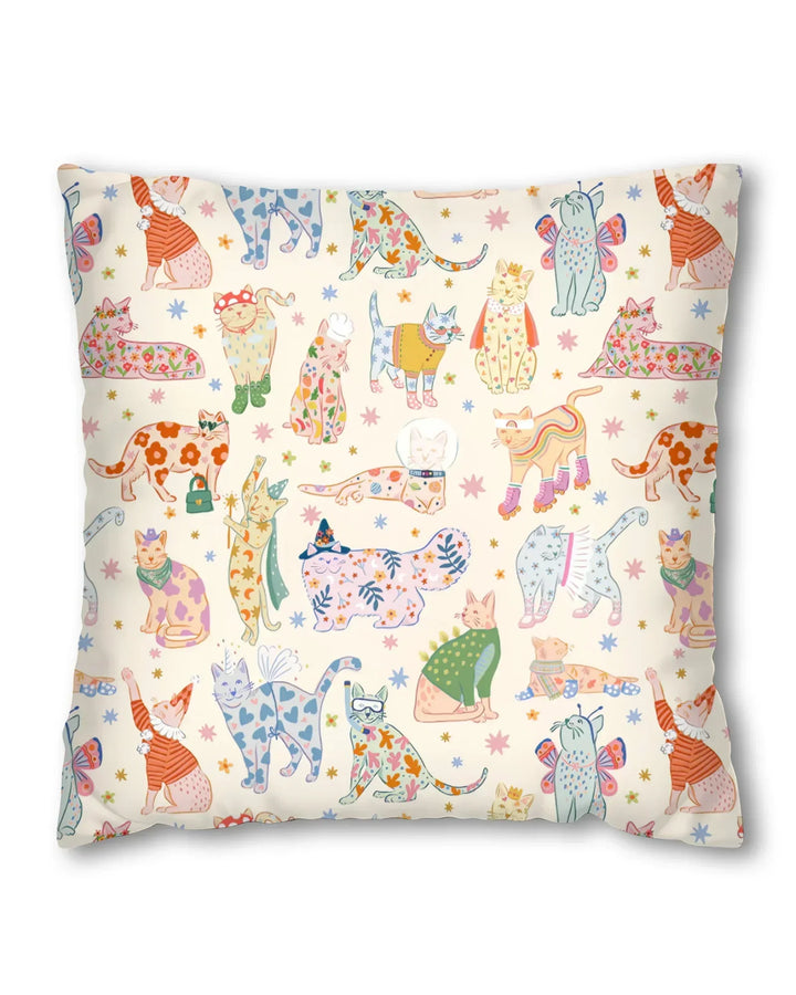 Whimsical Cat Parade Bamboo Pillow Case