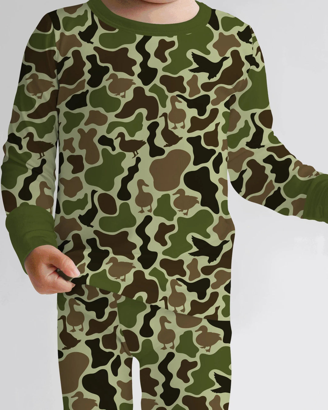 Mallard Duck Hunting Camouflage Bamboo Two Piece Long Sleeve Pajama Set