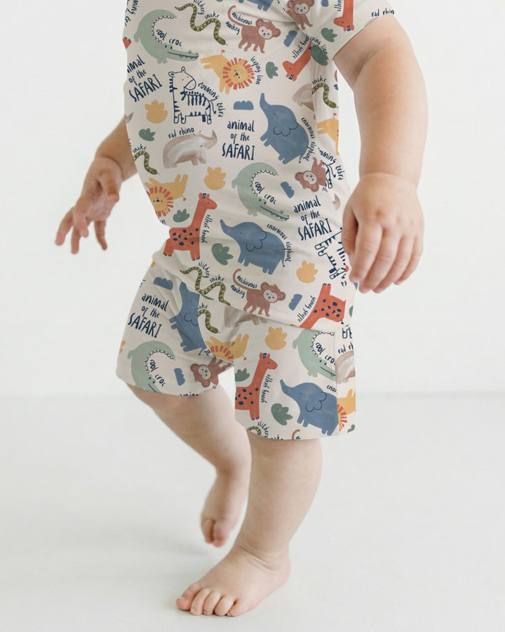 Funny African Animals Two Piece Short Sleeve Shorts Pajama Set