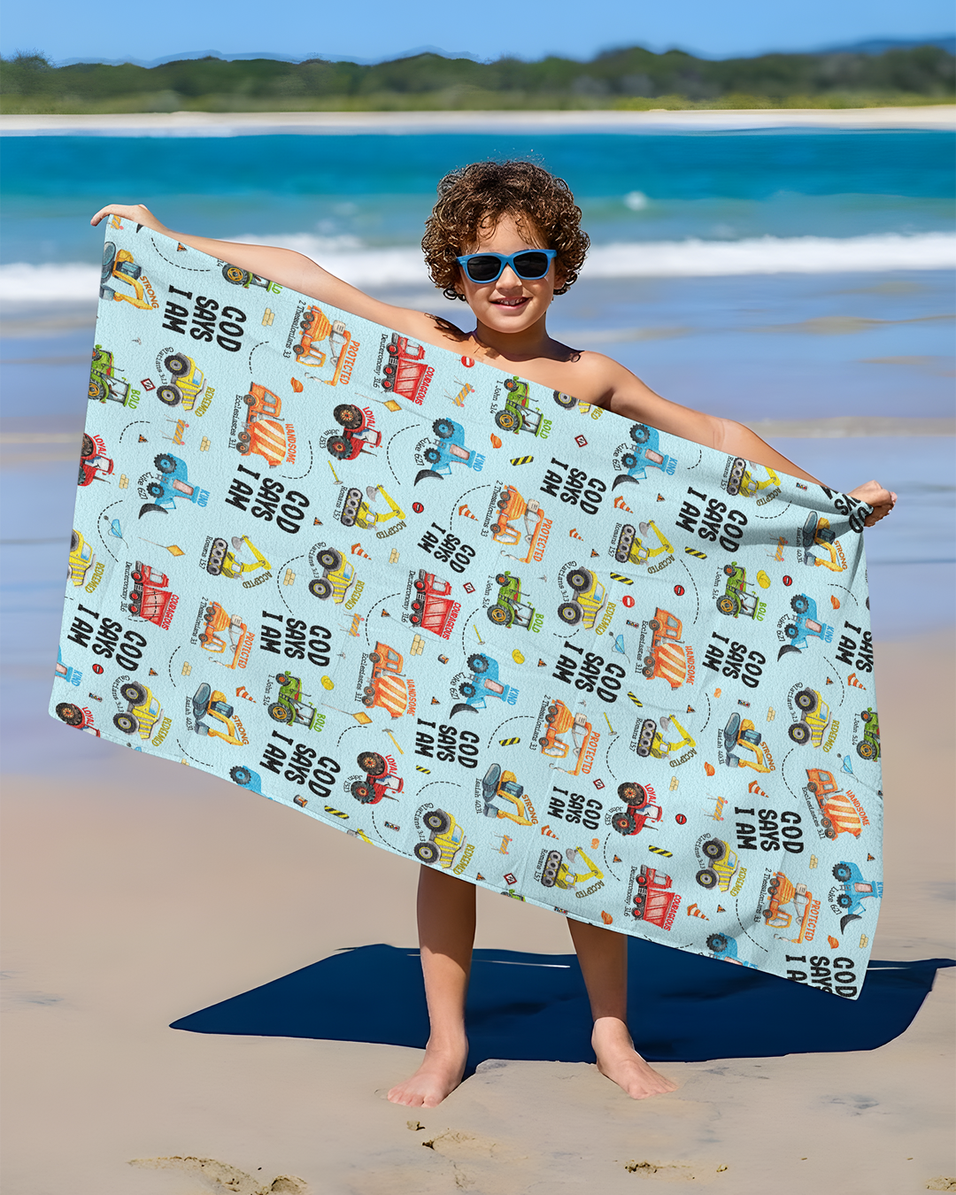 God Says I Am Boy Bamboo Beach Towel