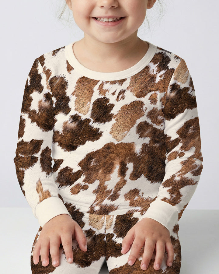 Trendy Cowhide Bamboo Two Piece Long Sleeve Pajama Set