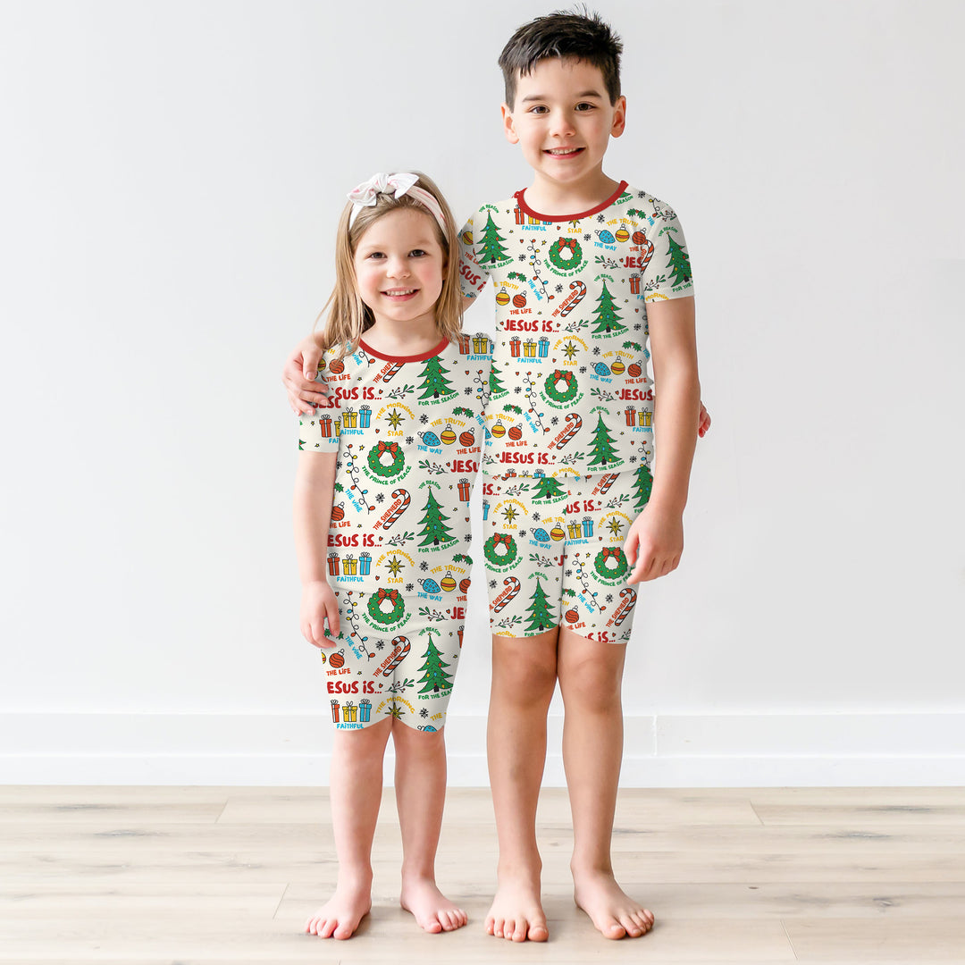 Jesus Is The Reason For The Season Two Piece Short Sleeve Shorts Pajama Set