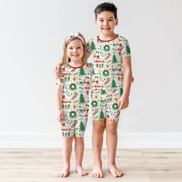 Jesus Is The Reason For The Season Two Piece Short Sleeve Shorts Pajama Set