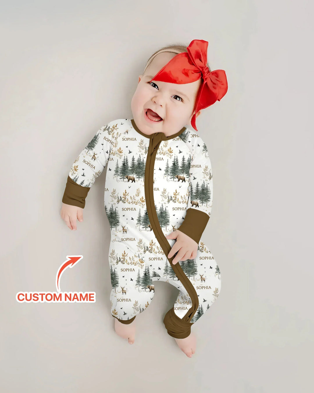 Custom Name Forest Bear Deer Bamboo Convertible Zippy