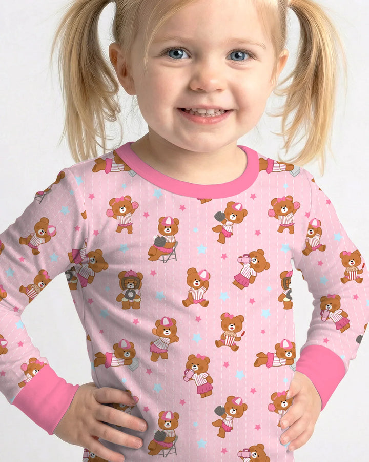 Born To Play Baseball Bamboo Two Piece Long Sleeve Pajama Set