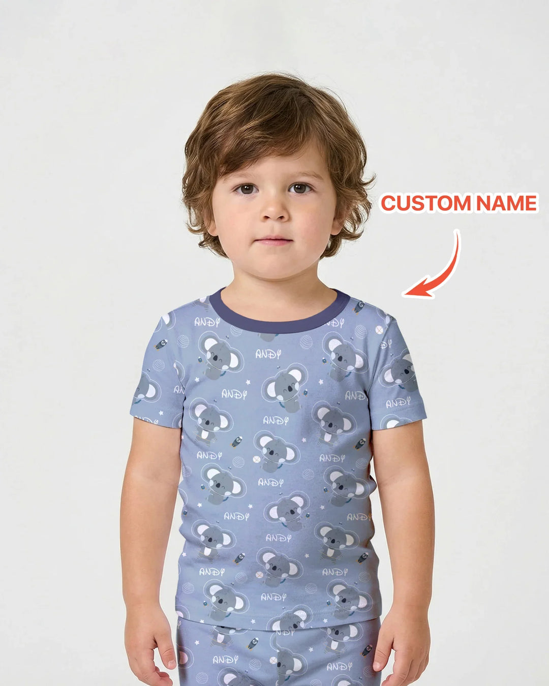 Custom Name Cosmic Koala Two Piece Short Sleeve Shorts Pajama Set