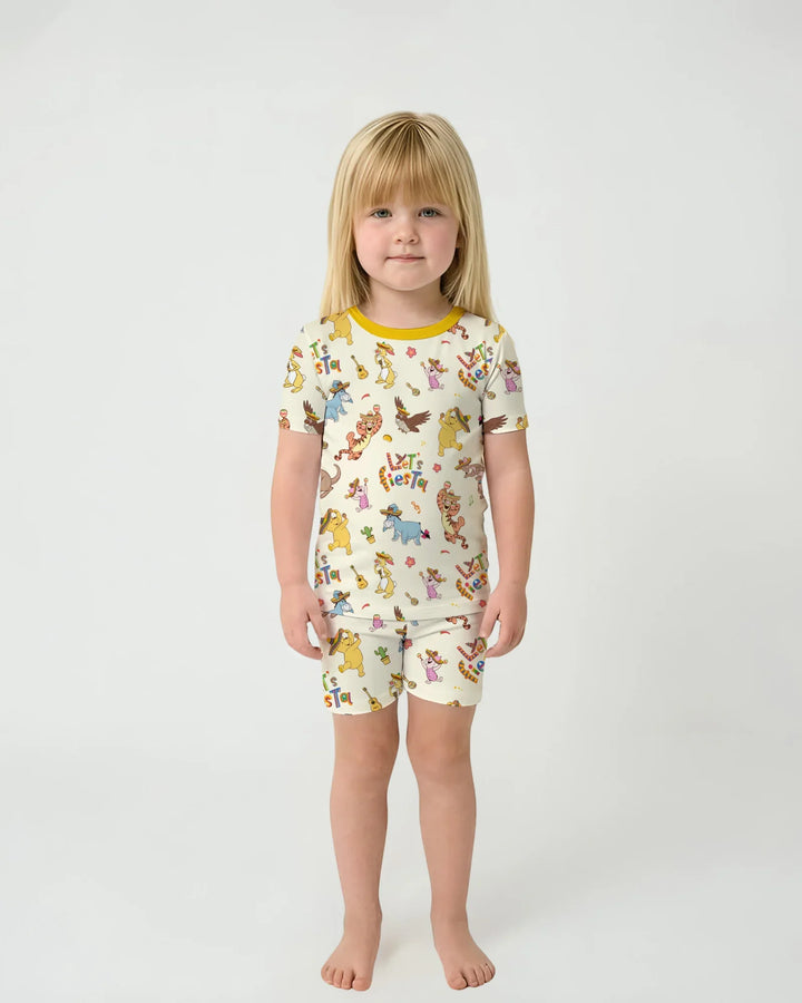 Let's Fiesta Bamboo Two Piece Short Sleeve Shorts Pajama Set