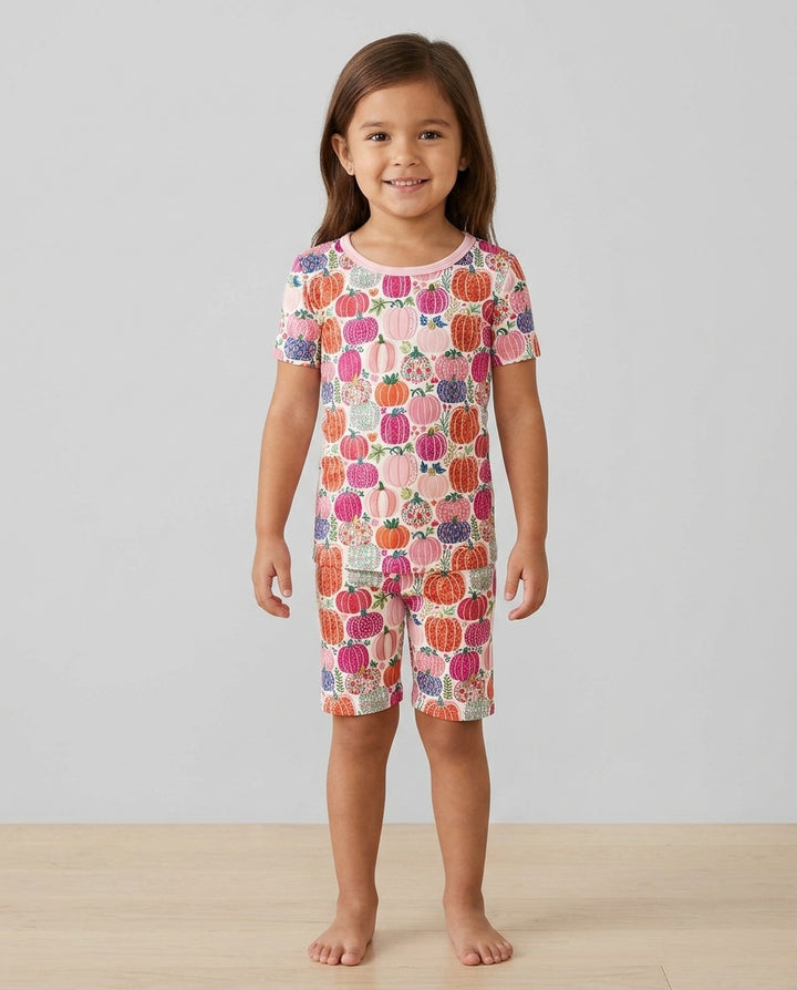 Conjunto de Pijama de Dos Piezas de Bambú con Mangas Cortas y Pantalones Cortos