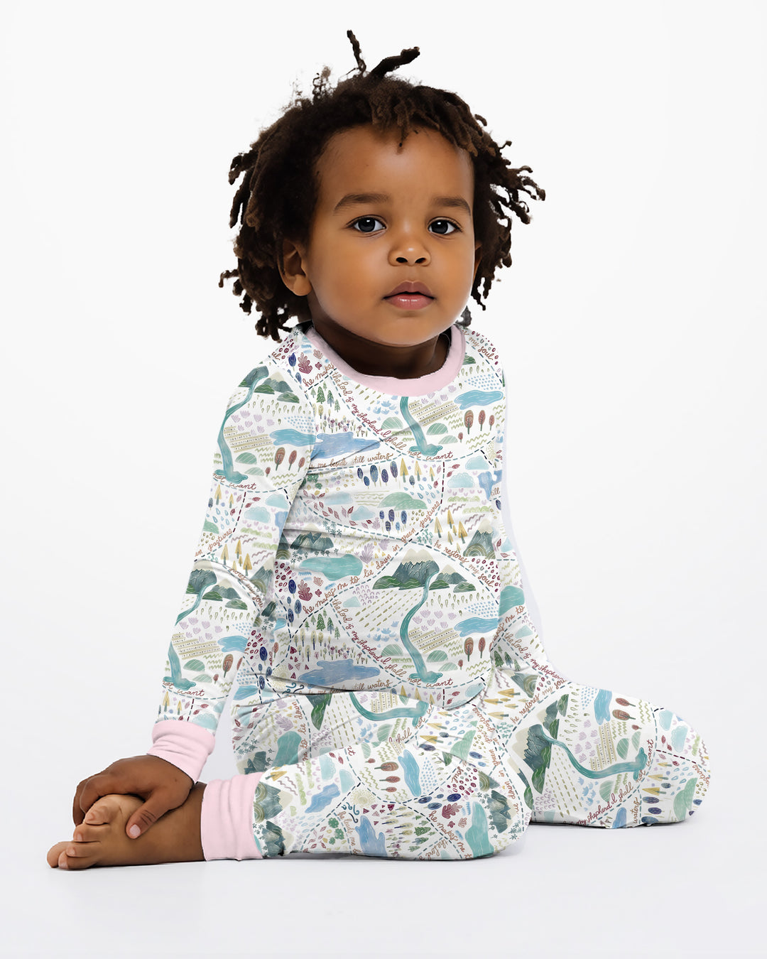 Whimsical Psalms 23 Map Bamboo Two Piece Long Sleeve Pajama Set