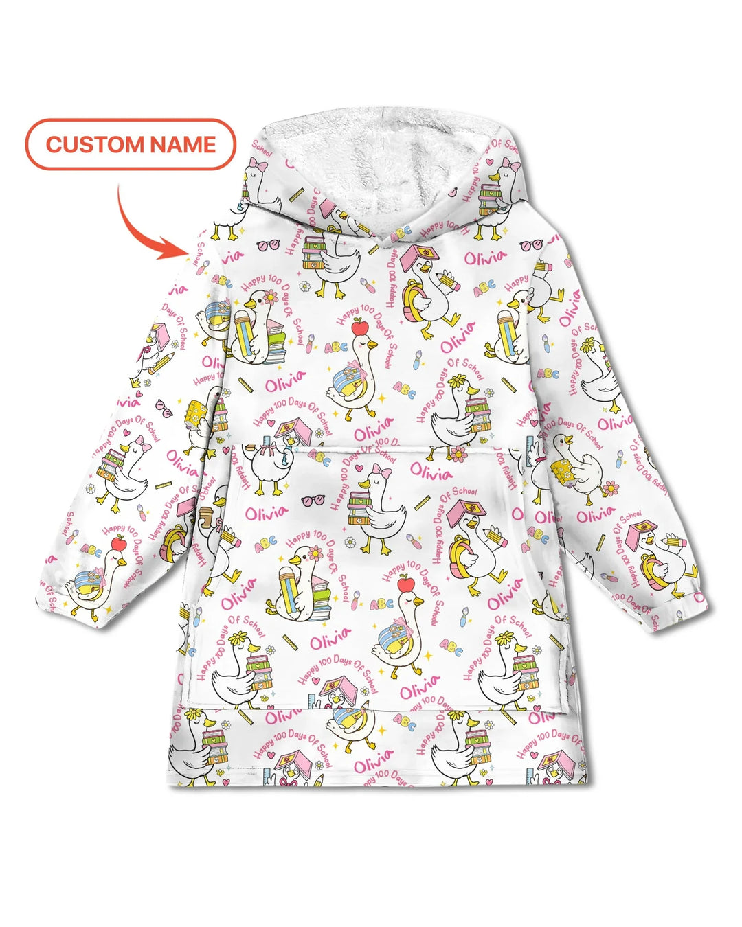 Custom Name Goose Happy 100 Days Of School Blanket Hoodie