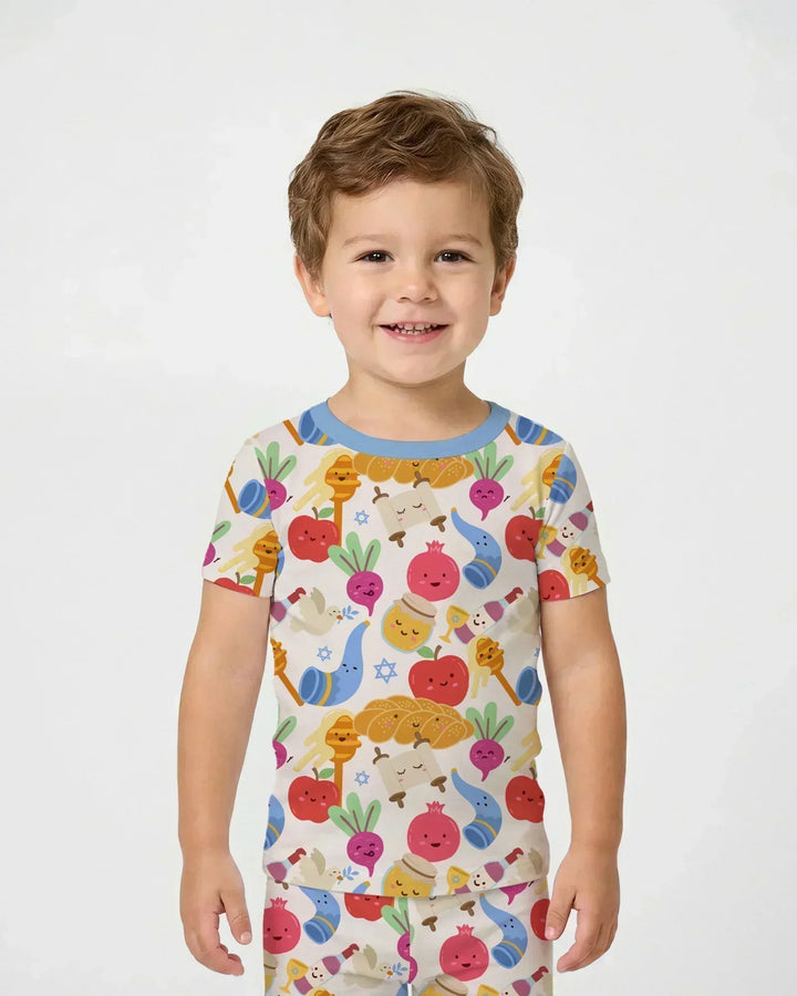 Shana Tova Rosh Hashanah Bamboo Two Piece Short Sleeve Pajama Set