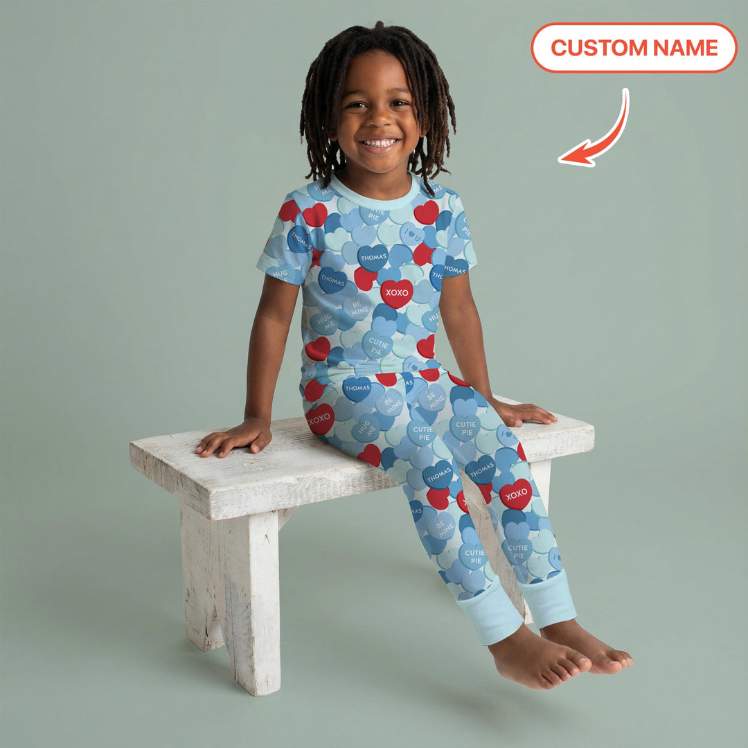 Valentine Candy Crush Family Matching Two Piece Short Sleeve Pajama Set