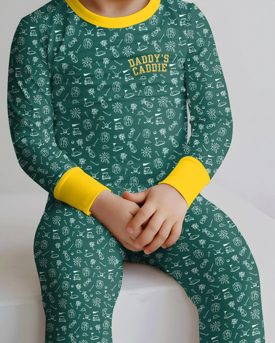 Conjunto de Pijama de Dos Piezas de Bambú con Bordado A Juego con Papá para Palos de Golf y Manga Larga
