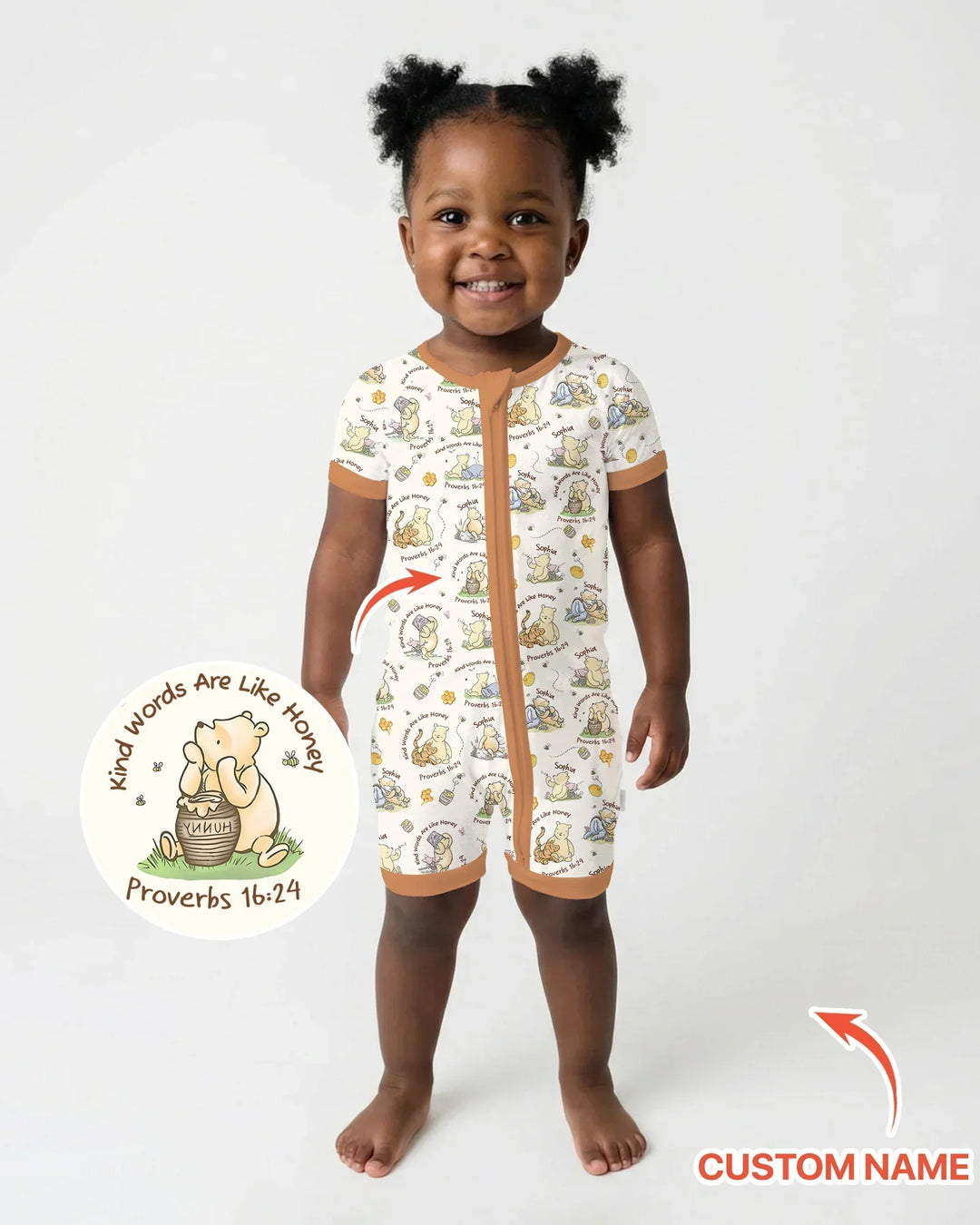 Kind Words Are Like Honey Custom Name Bamboo Shorty Zippy
