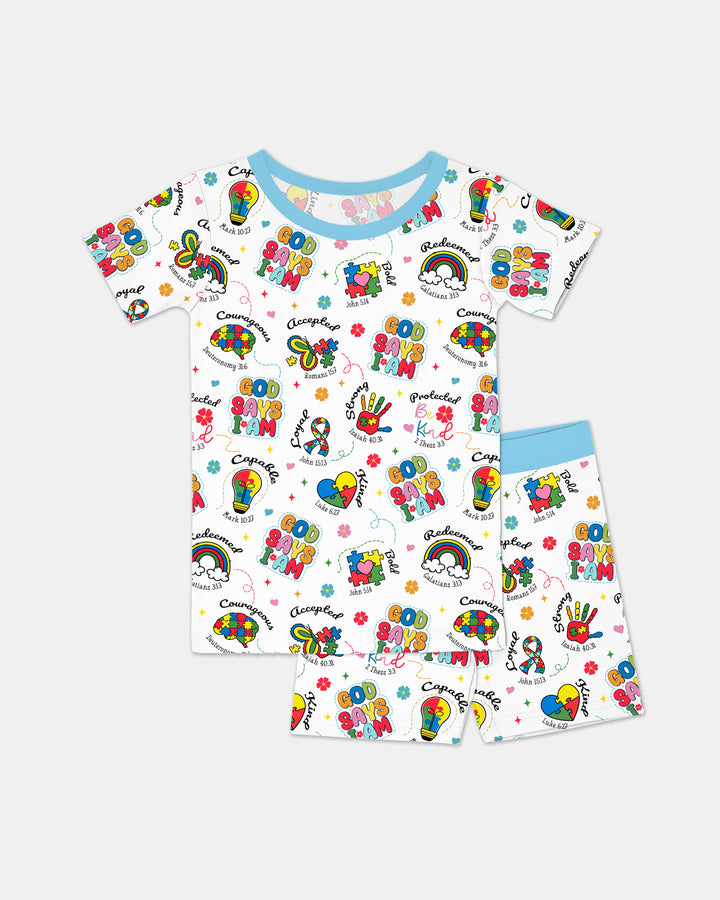 Template Zweiteiliges Pyjama-Set mit kurzen Ärmeln und Shorts