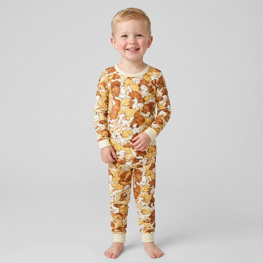 Puppy Pile Bamboo Two Piece Long Sleeve Pajama Set