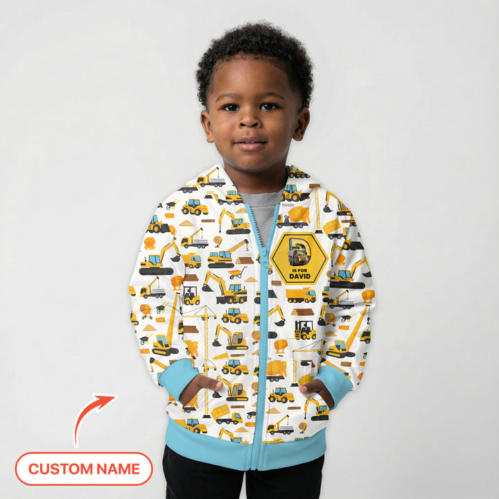 Custom Name Construction Initials Zip Hoodie