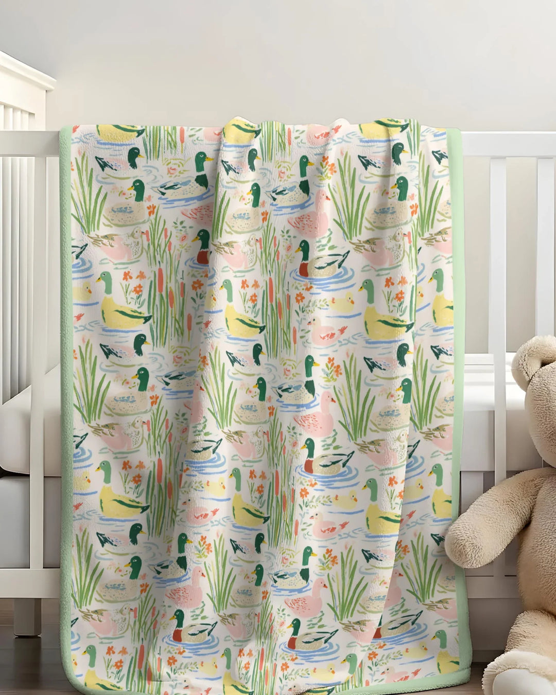 Whimsical Mallard Duck Bamboo Blanket