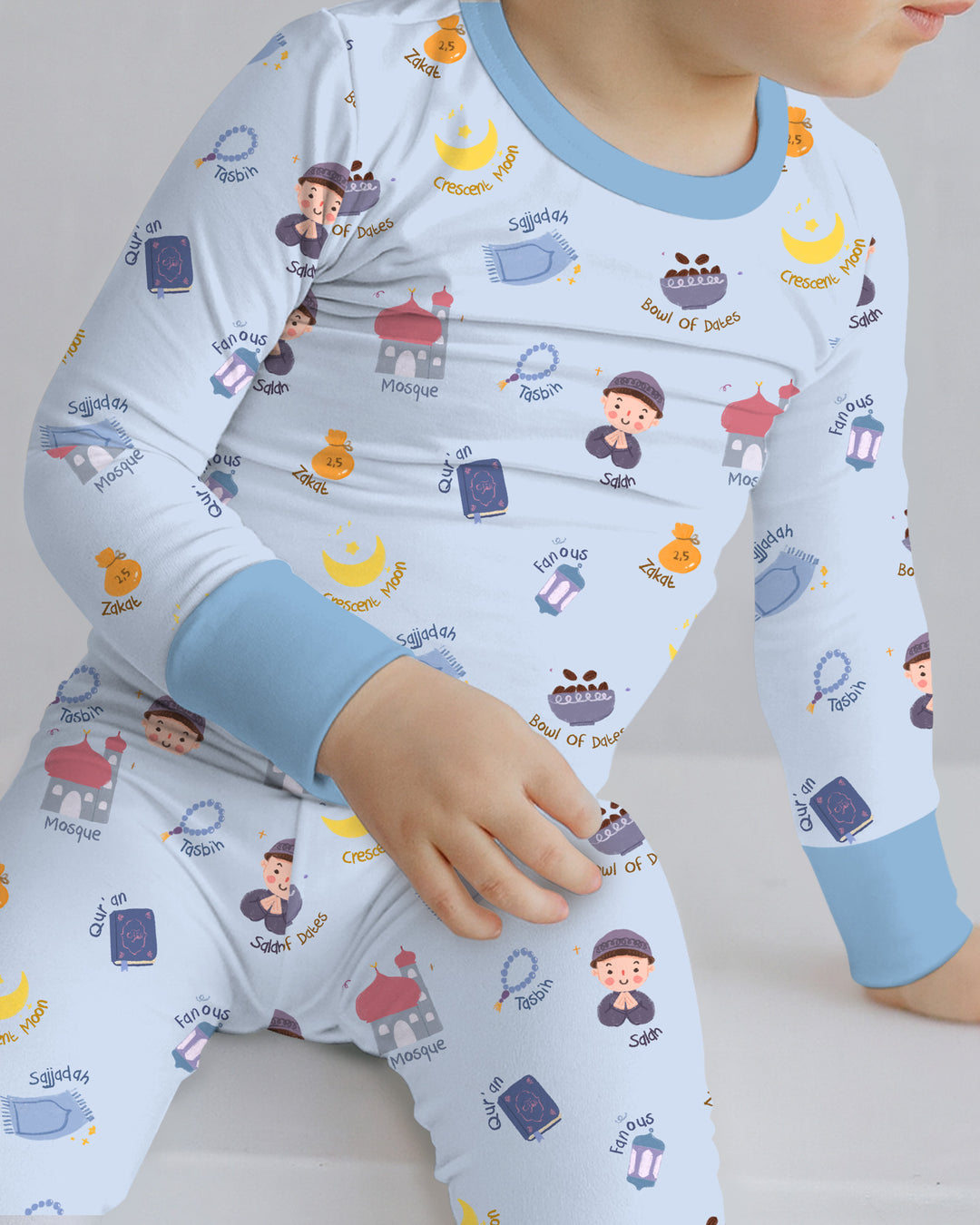 Cute Ramadhan Mubarak Two Piece Long Sleeve Pajama Set