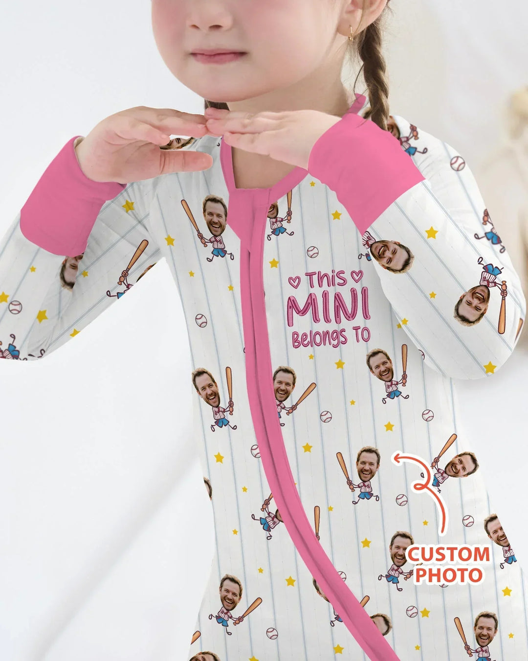 Embroidered Custom Dad And Mini Face  Bamboo Convertible Zippy