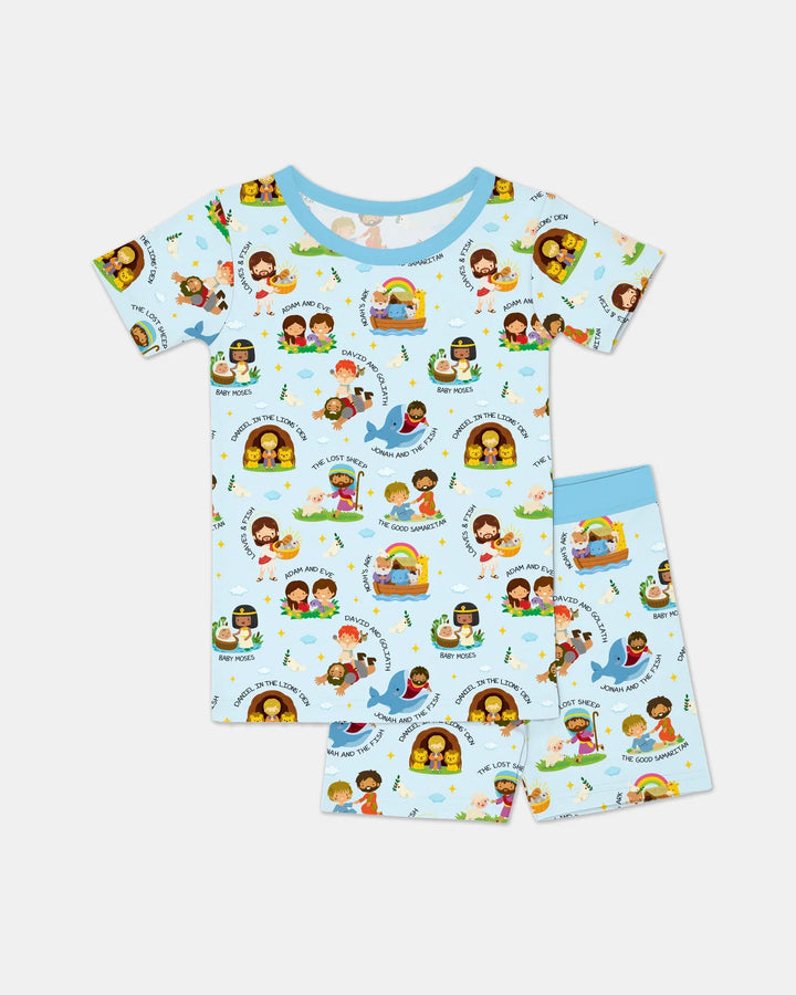 Bible Stories Two Piece Short Sleeve Shorts Pajama Set