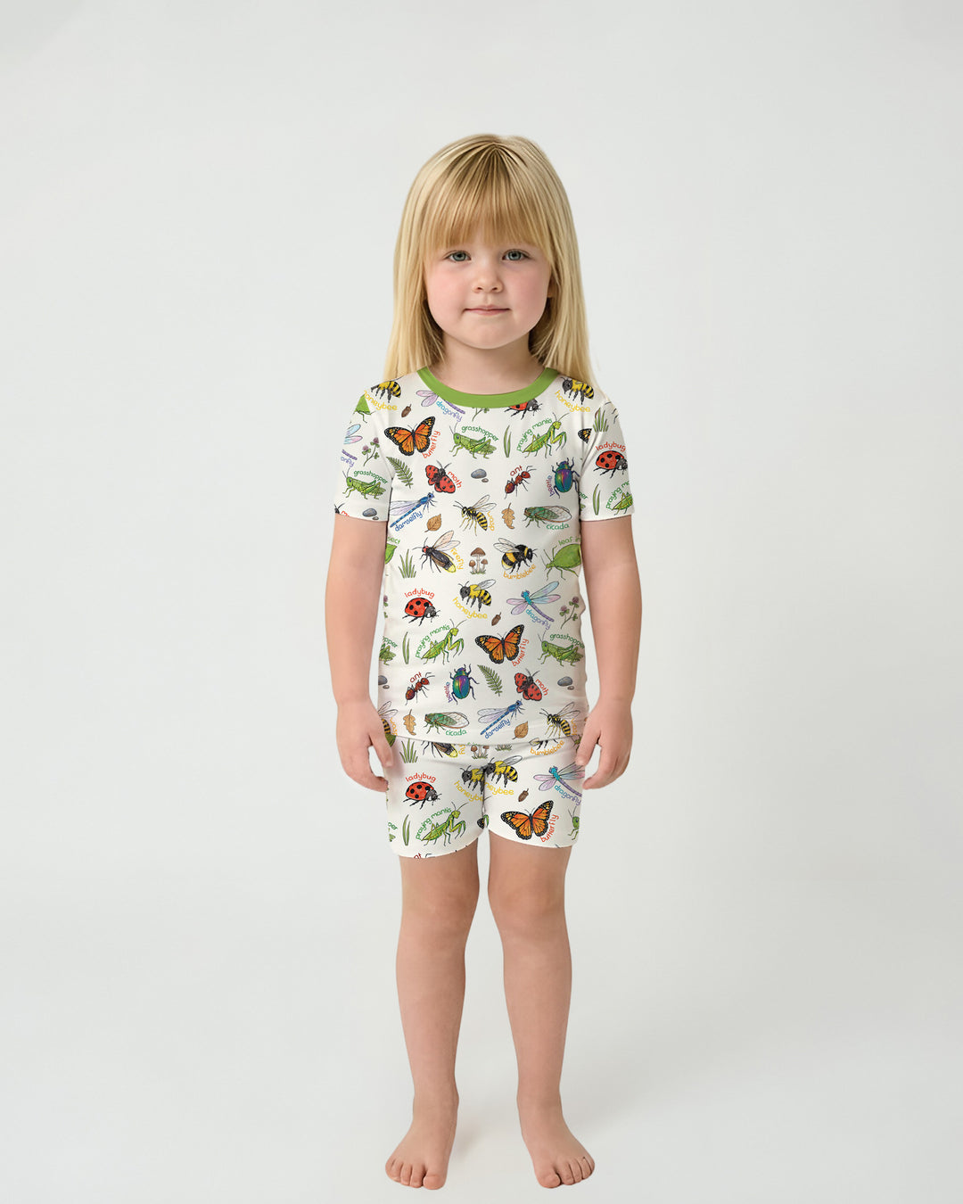 Bug Learning Bamboo Two Piece Short Sleeve Shorts Pajama Set