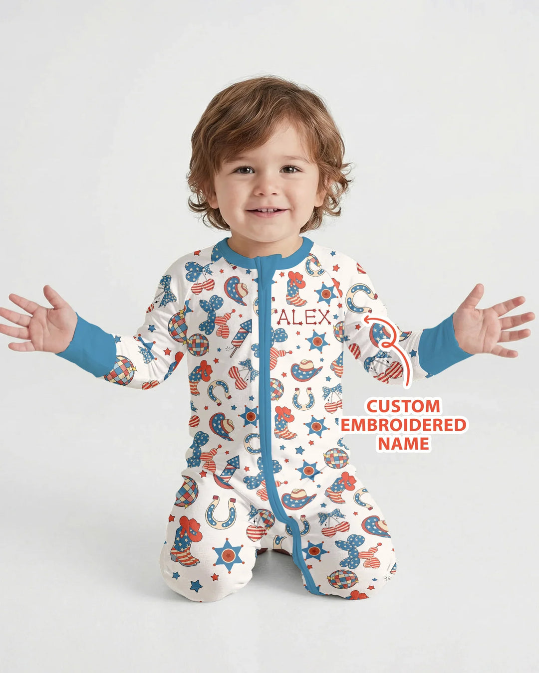 Custom Name Embroidered Howdy 4th Of July Bamboo Convertible Zippy