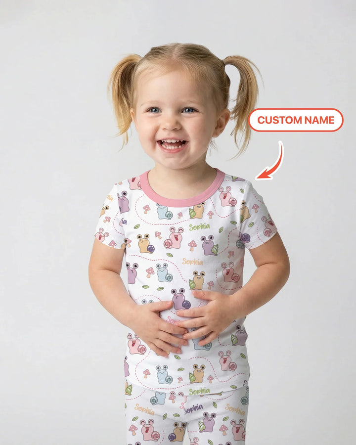 Custom Name Snailed it! Bamboo Two Piece Short Sleeve Pajama Set