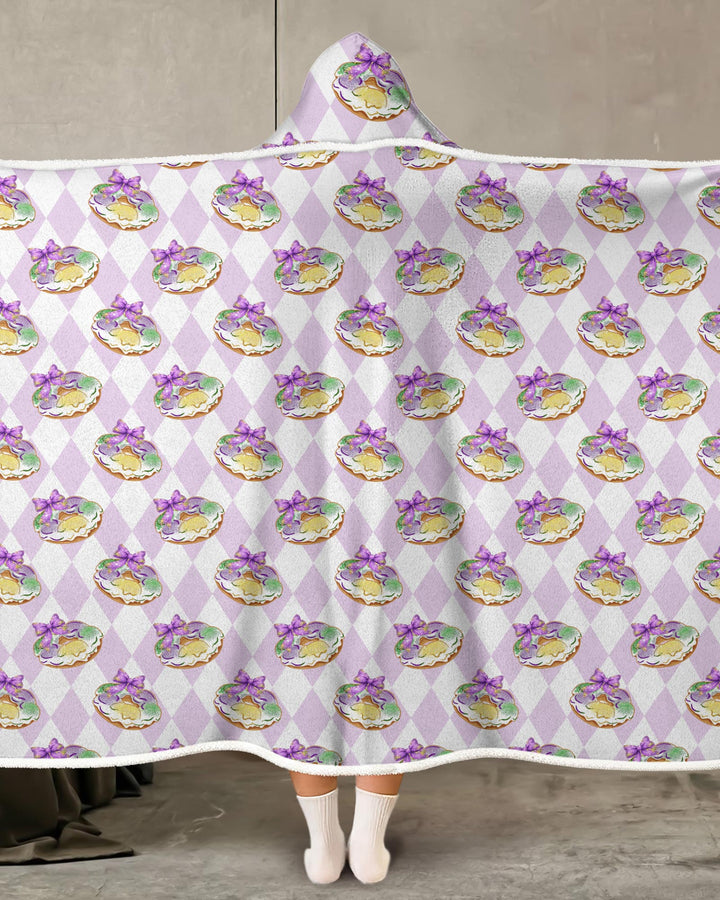 Mardi Gras Donut Wearable Hooded Blanket