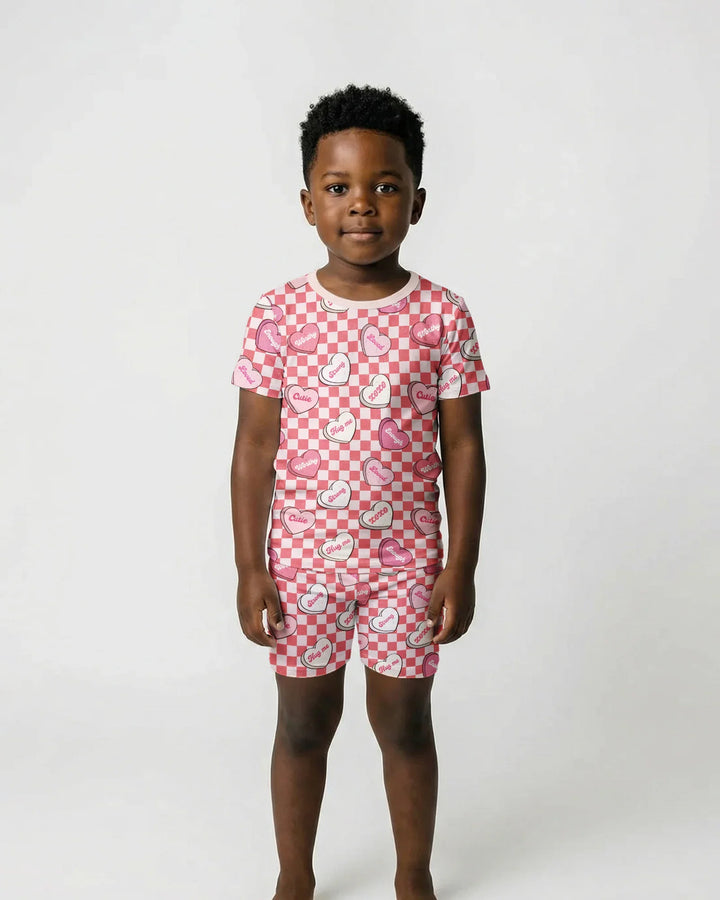 Valentine in Hearts Two Piece Short Sleeve Shorts Pajama Set