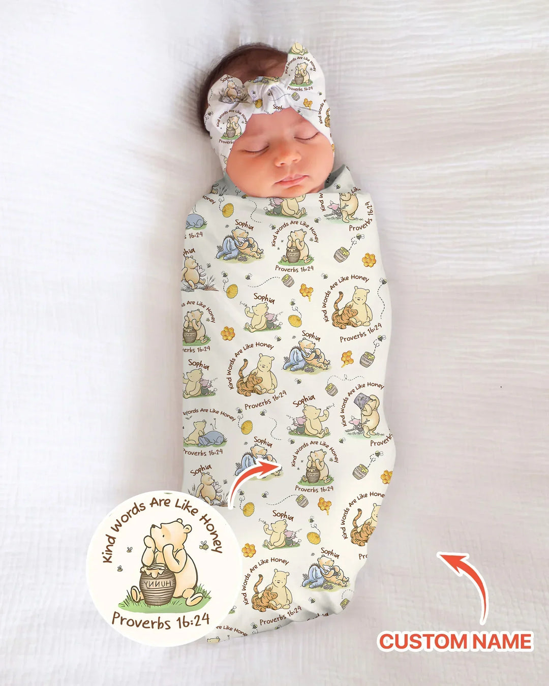 Kind Words Are Like Honey Custom Name swaddle blanket