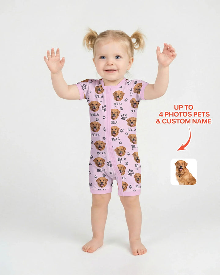 Custom Photo With Paw For Dog Lovers Bamboo Shorty Zippy